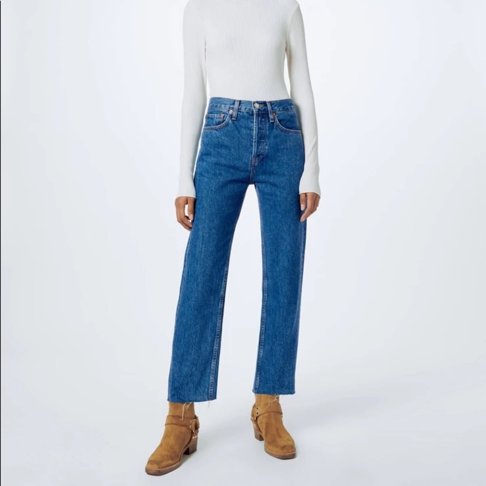 RE/DONE High Rise Stove Pipe Jeans, sz 26